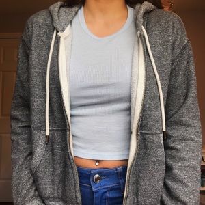 gray sweatshirt jacket